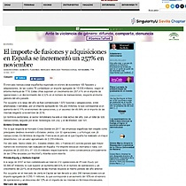 El importe de fusiones y adquisiciones en Espaa se increment un 257% en noviembre